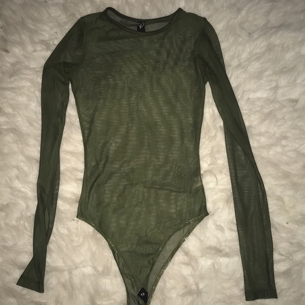 Sheer Olive green bodysuit